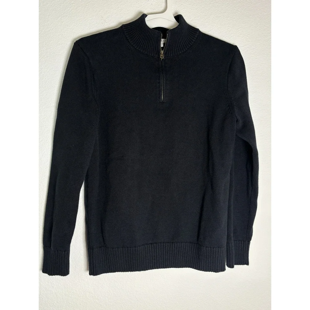 J.Crew‎ Crewcuts Quarter Zip Sweater Boys XXL Black Knit Mock Neck Winter